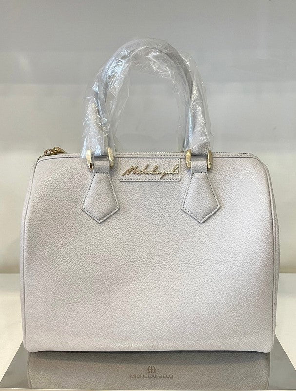 Michelangelo Solid White Traveller Leather Handbag Purse