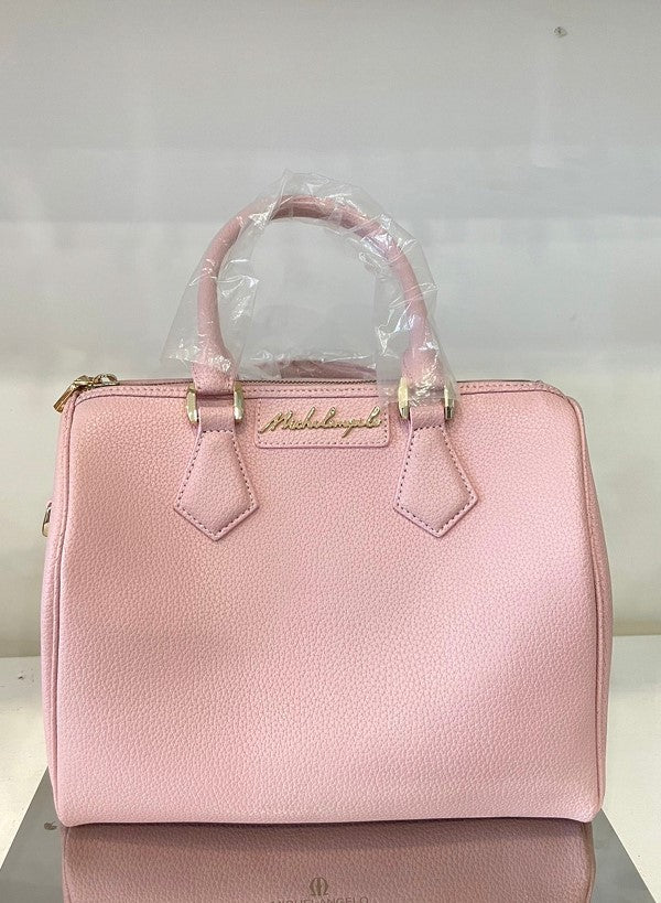 Michelangelo Solid Soft Pink Traveller Leather Handbag Purse