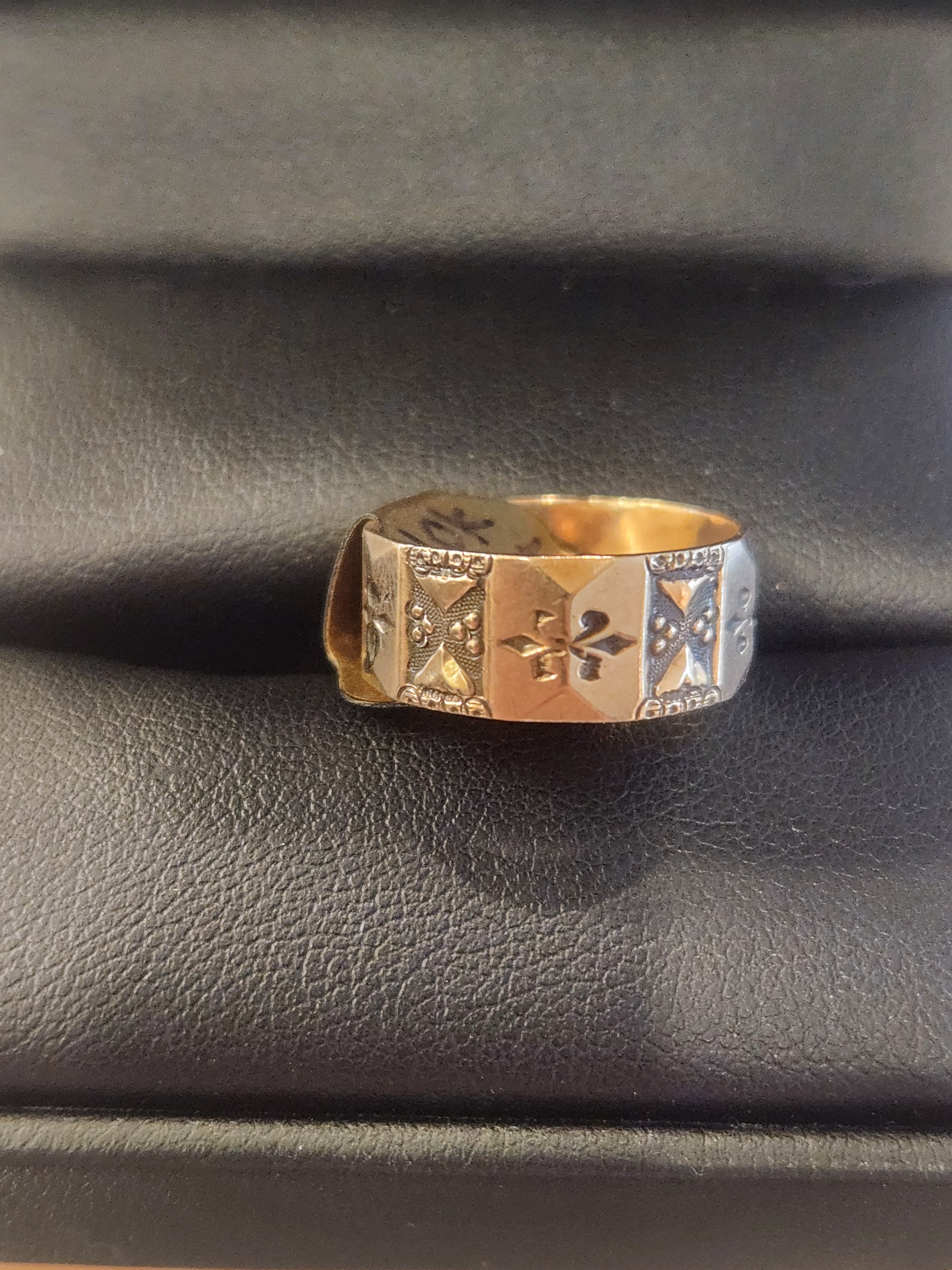 Jewelry 10K Rose Gold Late 1800s Vintage English Unisex Ring Victorian Etched Band