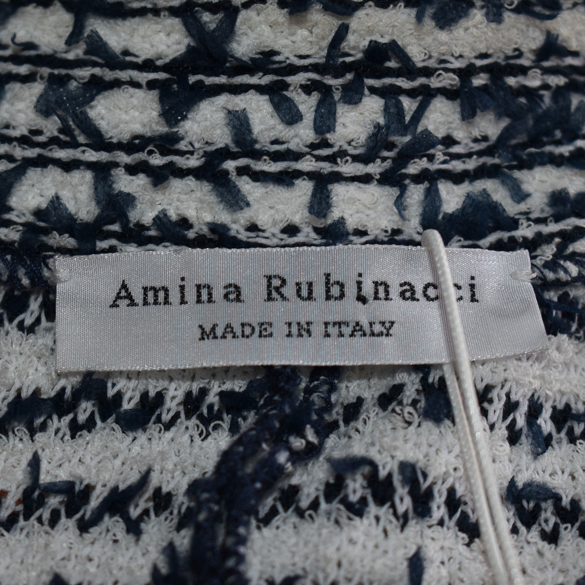 Amina Rubinacci Black & White Striped Sweater Jacket