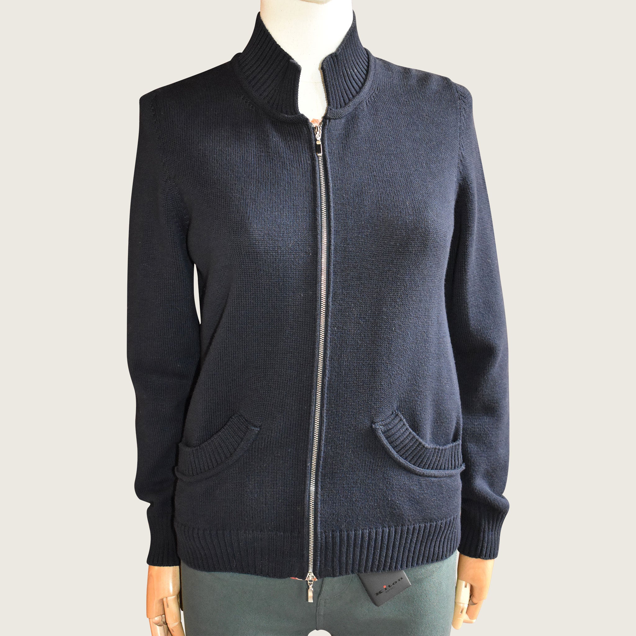 Amina Rubinacci Navy Blue Bomber Jacket