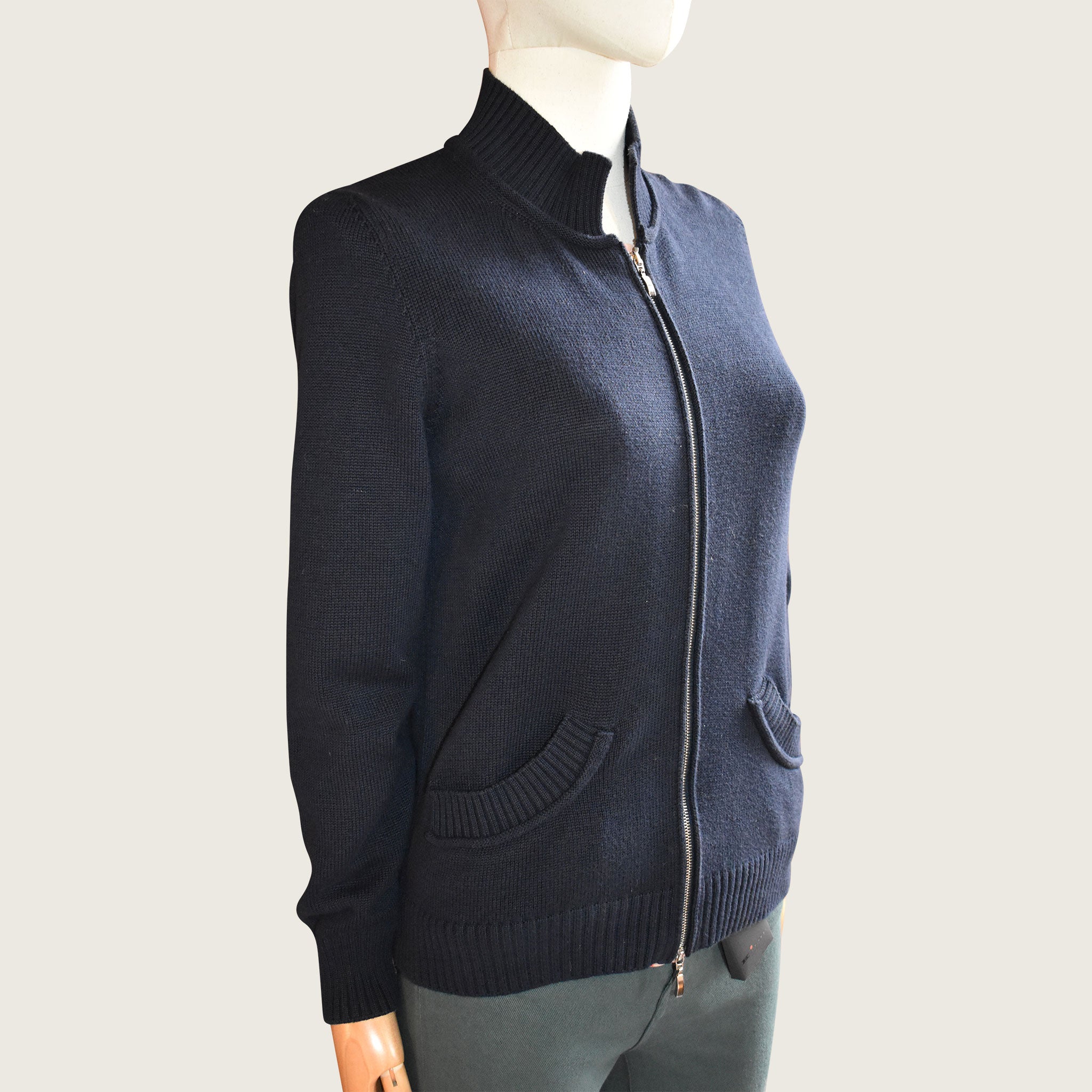 Amina Rubinacci Navy Blue Bomber Jacket