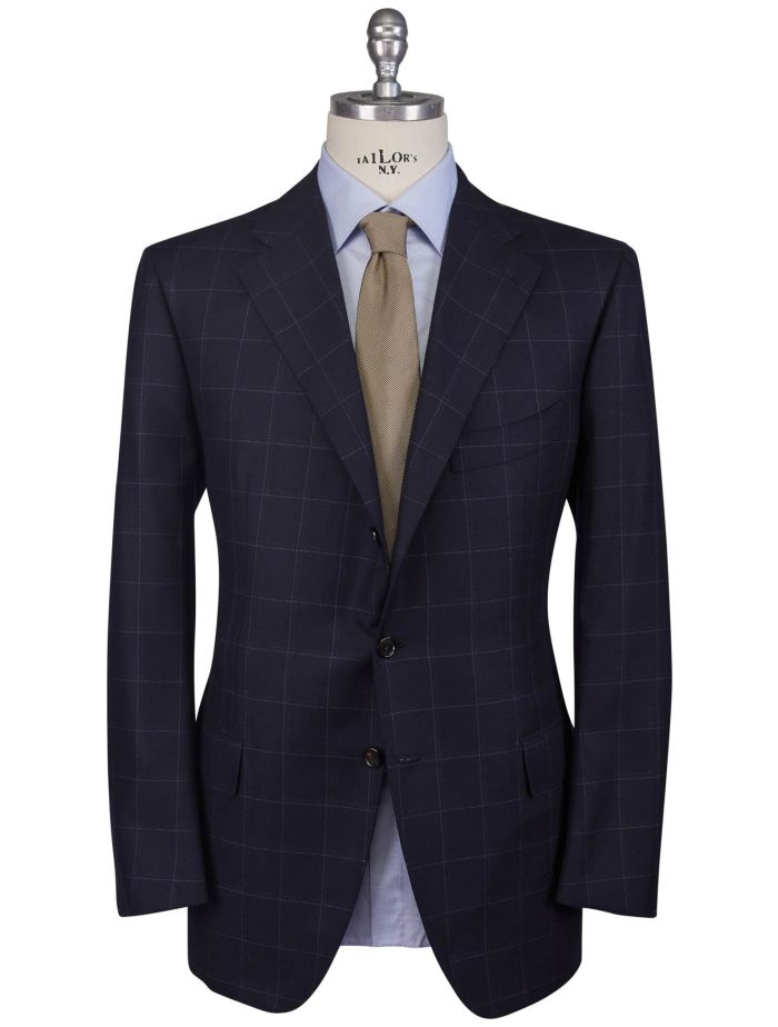 Cesare Attolini Pure Wool Blue Plaid Sport Coat Size 46