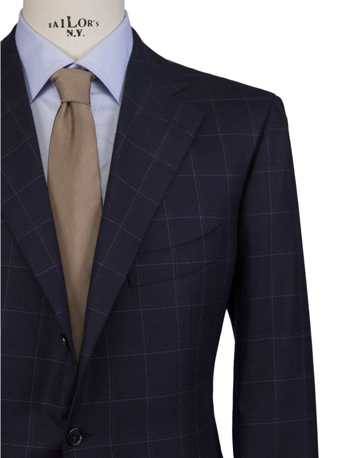 Cesare Attolini Pure Wool Blue Plaid Sport Coat Size 46