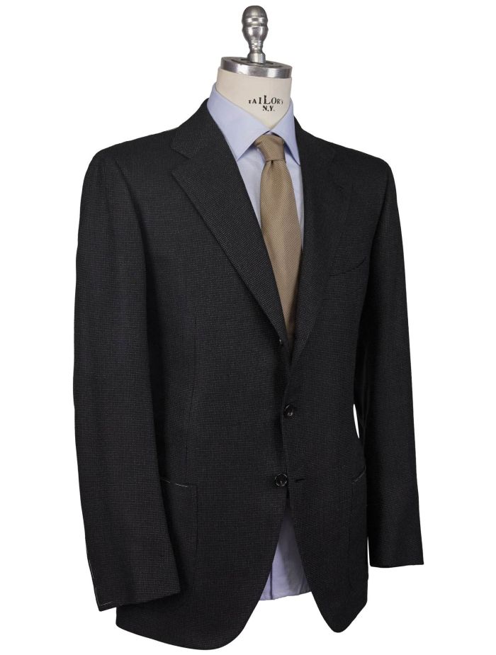 Cesare Attolini Cashmere Blend Solid Black Sport Coat Size 46