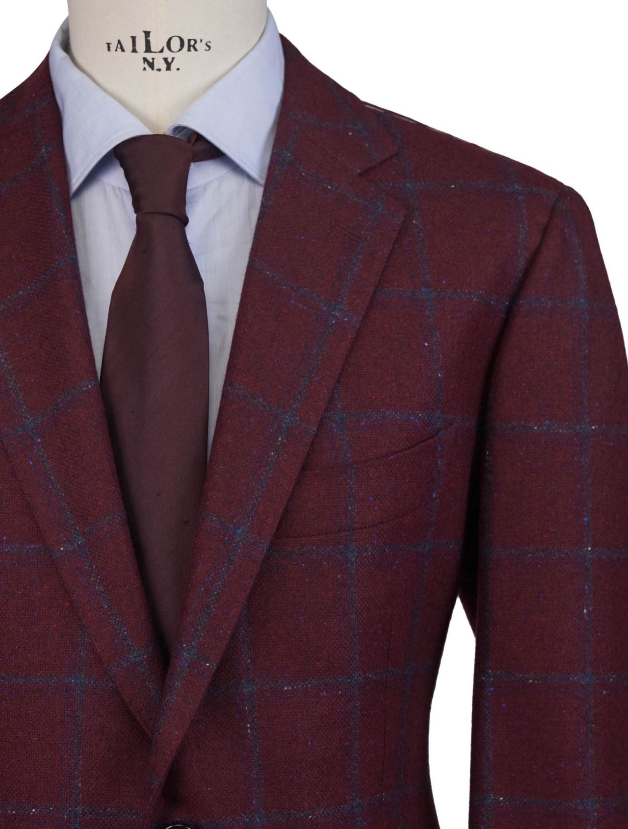 Cesare Attolini Cashmere Blend Red Windowpane Sport Coat Size 42