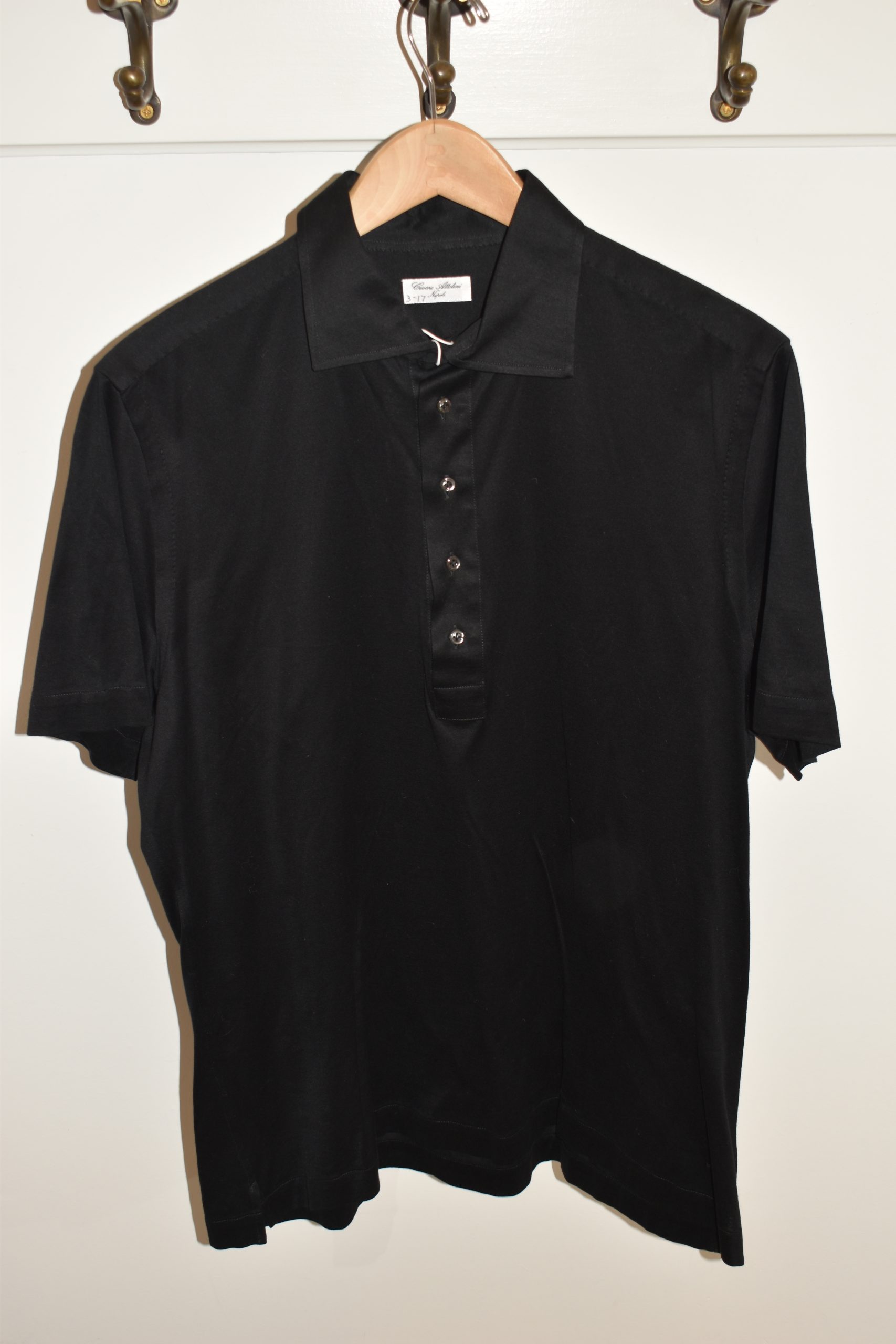 Cesare Attolini Solid Black Cotton Polo Shirts – Atkins