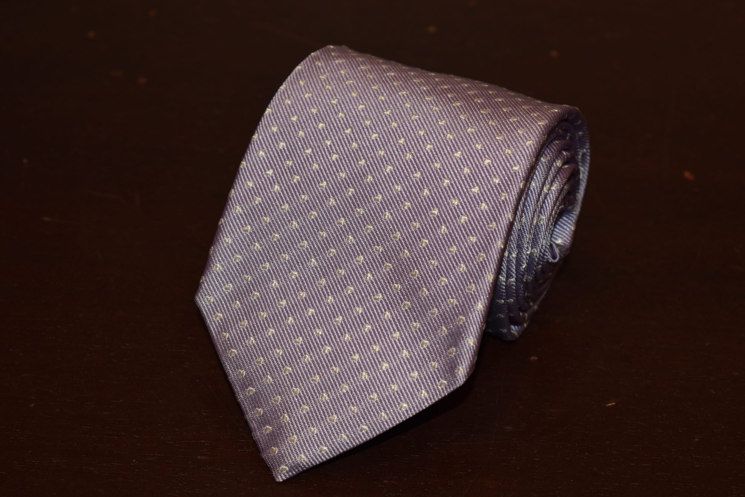 Cesare Attolini Light Purple with Silver Polka Dot Silk Necktie – Atkins